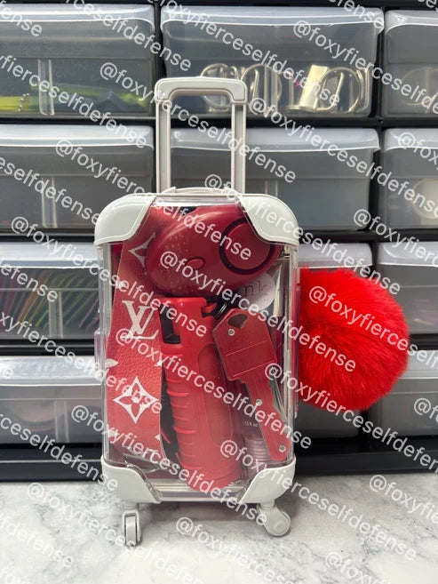 Red LV Mini Suitcase Bundle